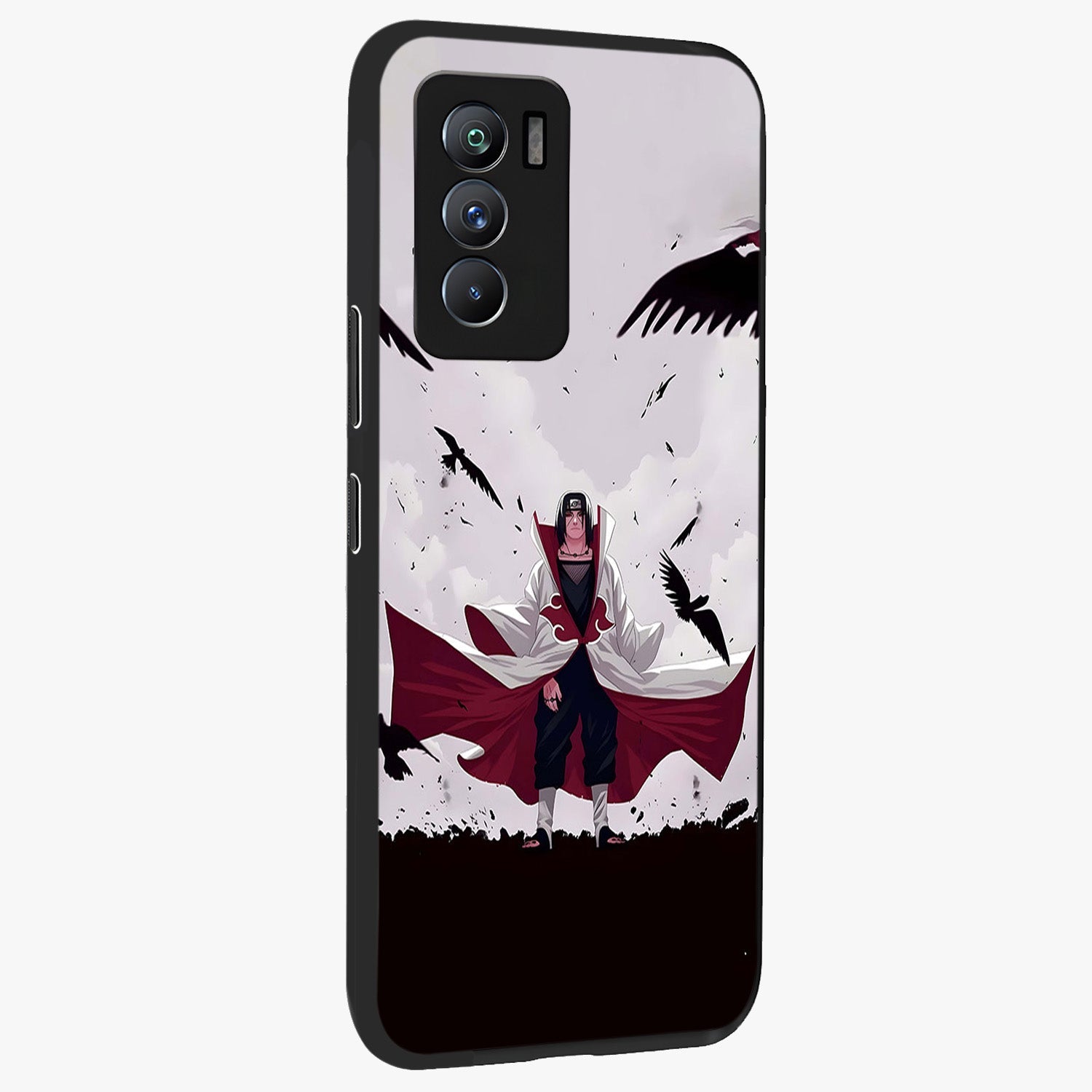Crimson Crow Ascension Glass Case upright view showcasing dramatic crow artwork with bold gothic theme.