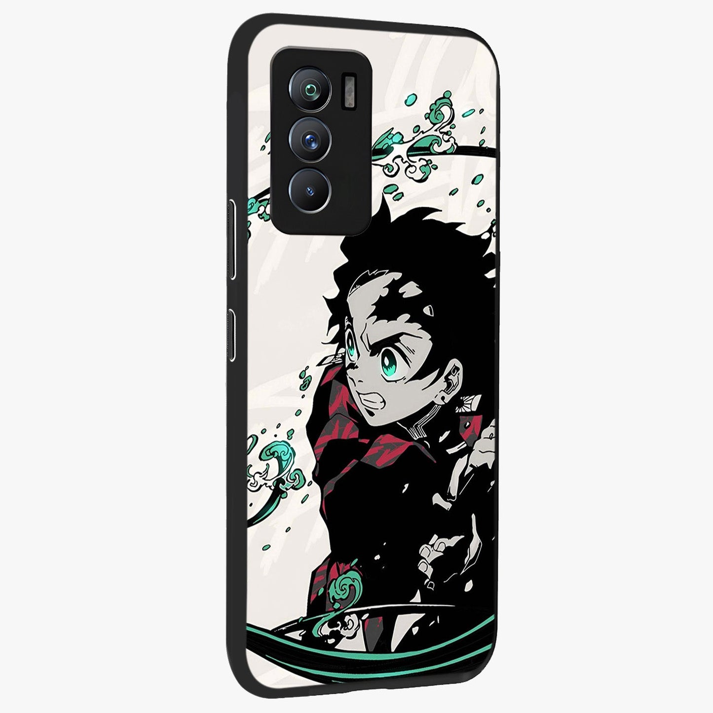 Demon Slayer Glass Case upright view showcasing powerful anime artwork with intense warrior theme.