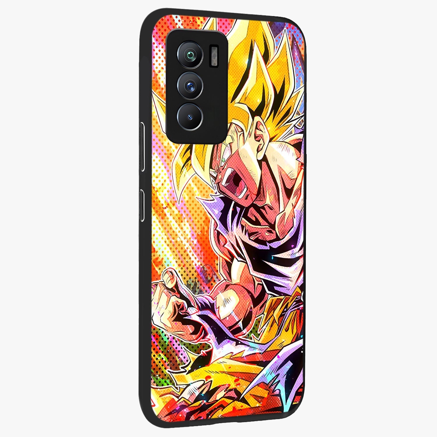 Firing Goku Glass Case upright view showcasing energetic anime artwork with bold warrior theme.