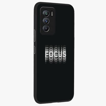 Focus Mode On Glass Case upright view showcasing strong typography statement with sleek motivational theme.