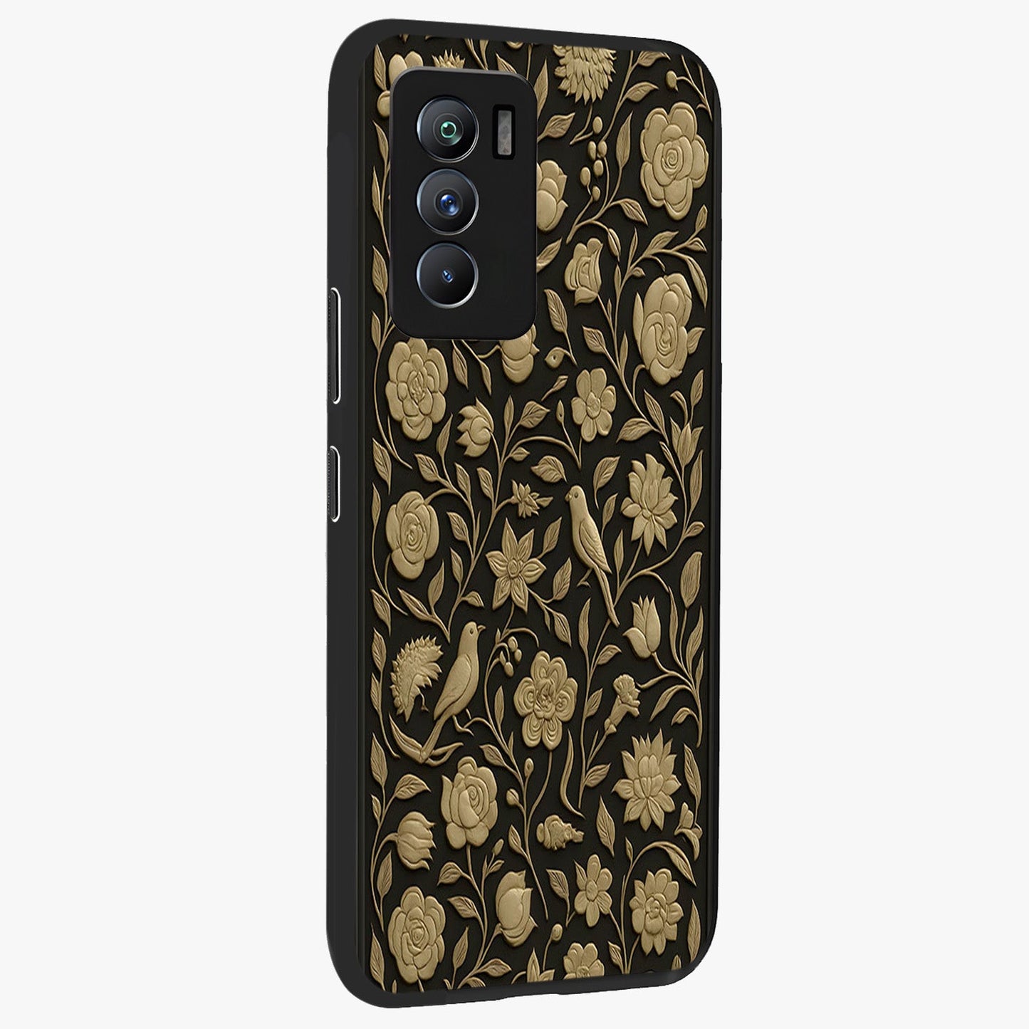 Golden Evil Eye Mandala Glass Case upright view showcasing decorative evil eye mandala artwork with spiritual aesthetic style.