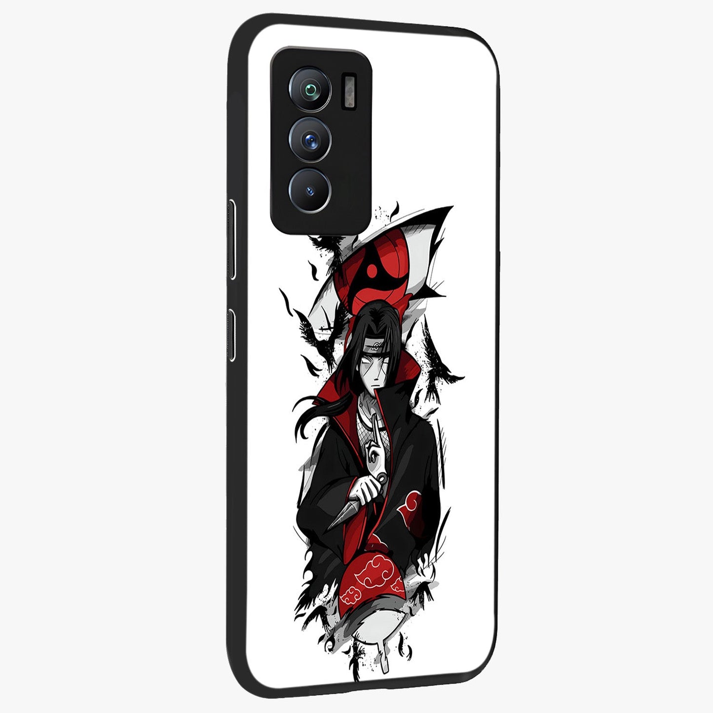 Itachi Limited Edition Naruto Anime Glass Case upright view showcasing intense anime artwork with powerful character theme.