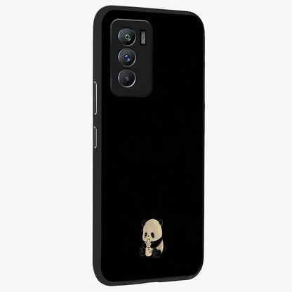Midnight Panda Love Glass Case upright view showcasing charming panda artwork with playful romantic theme.