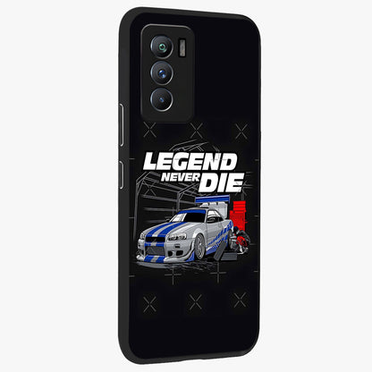 Midnight Racing Legacy Glass Case upright view showcasing powerful racing artwork with modern sports theme.