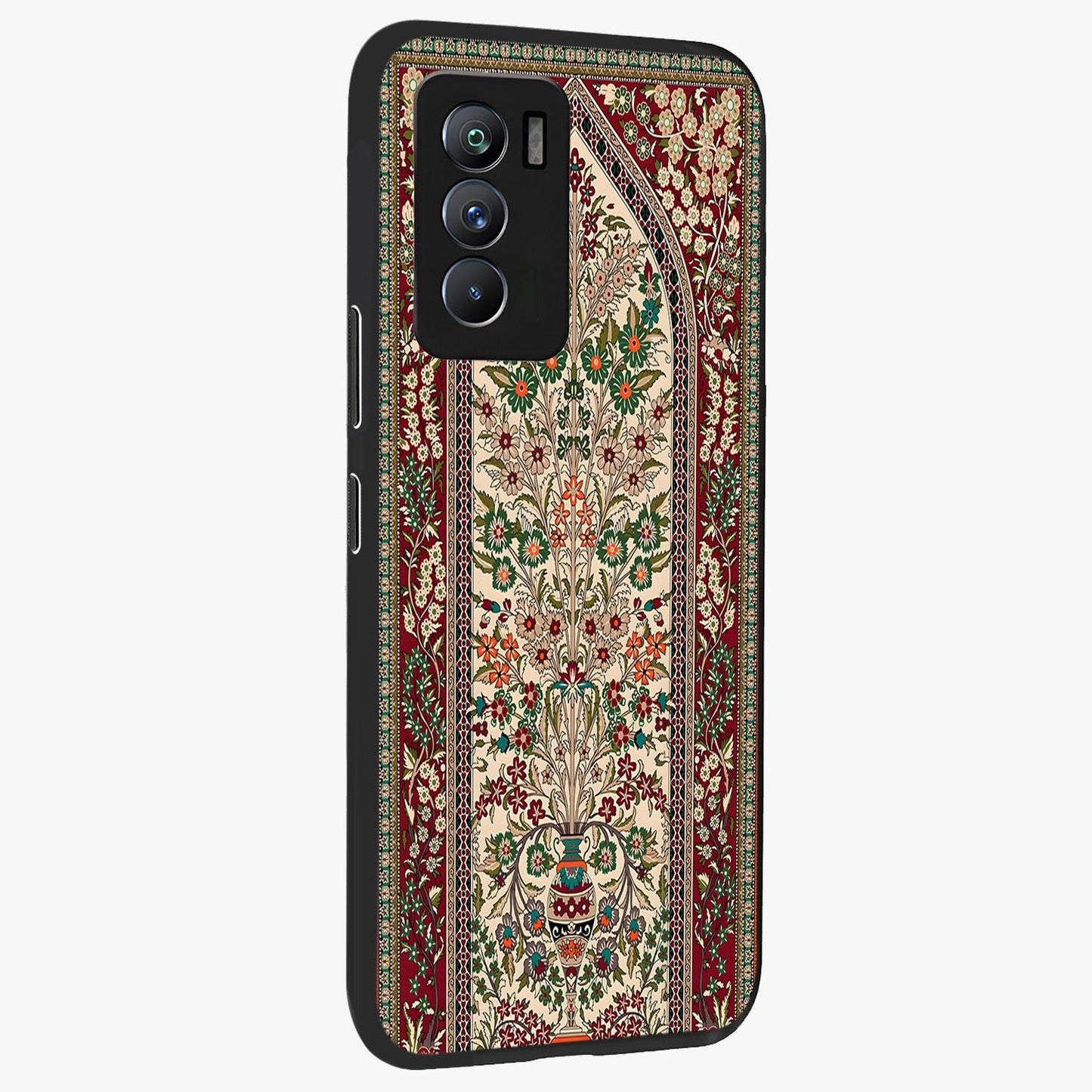 Persian Inspired Glass Case upright view showcasing decorative Persian artwork with rich heritage theme.
