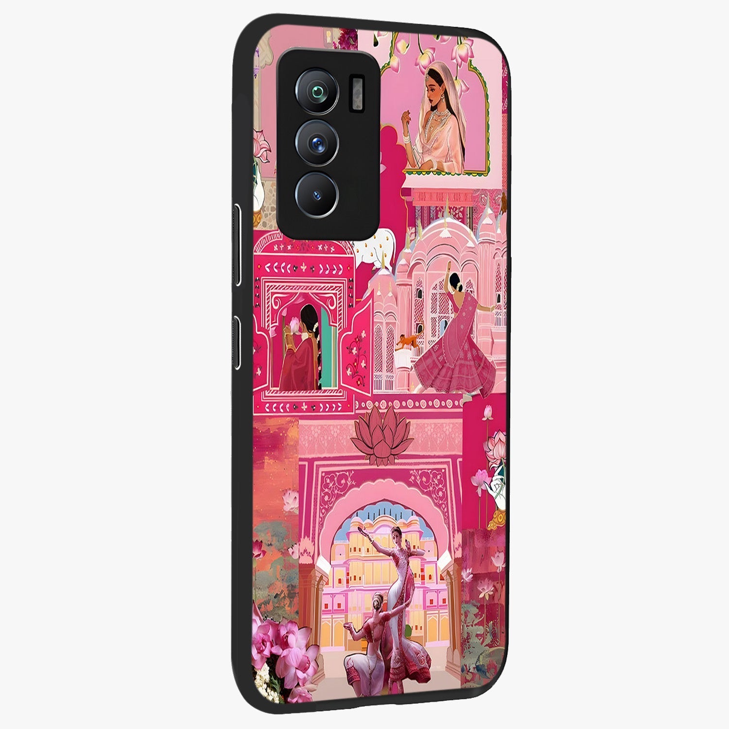 Pink Palace Muse Glass Case upright view showcasing artistic palace artwork with graceful royal theme.
