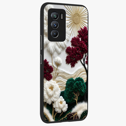 Radiant Bloom Elegance Glass Case upright view showcasing decorative flower artwork with refined botanical theme.