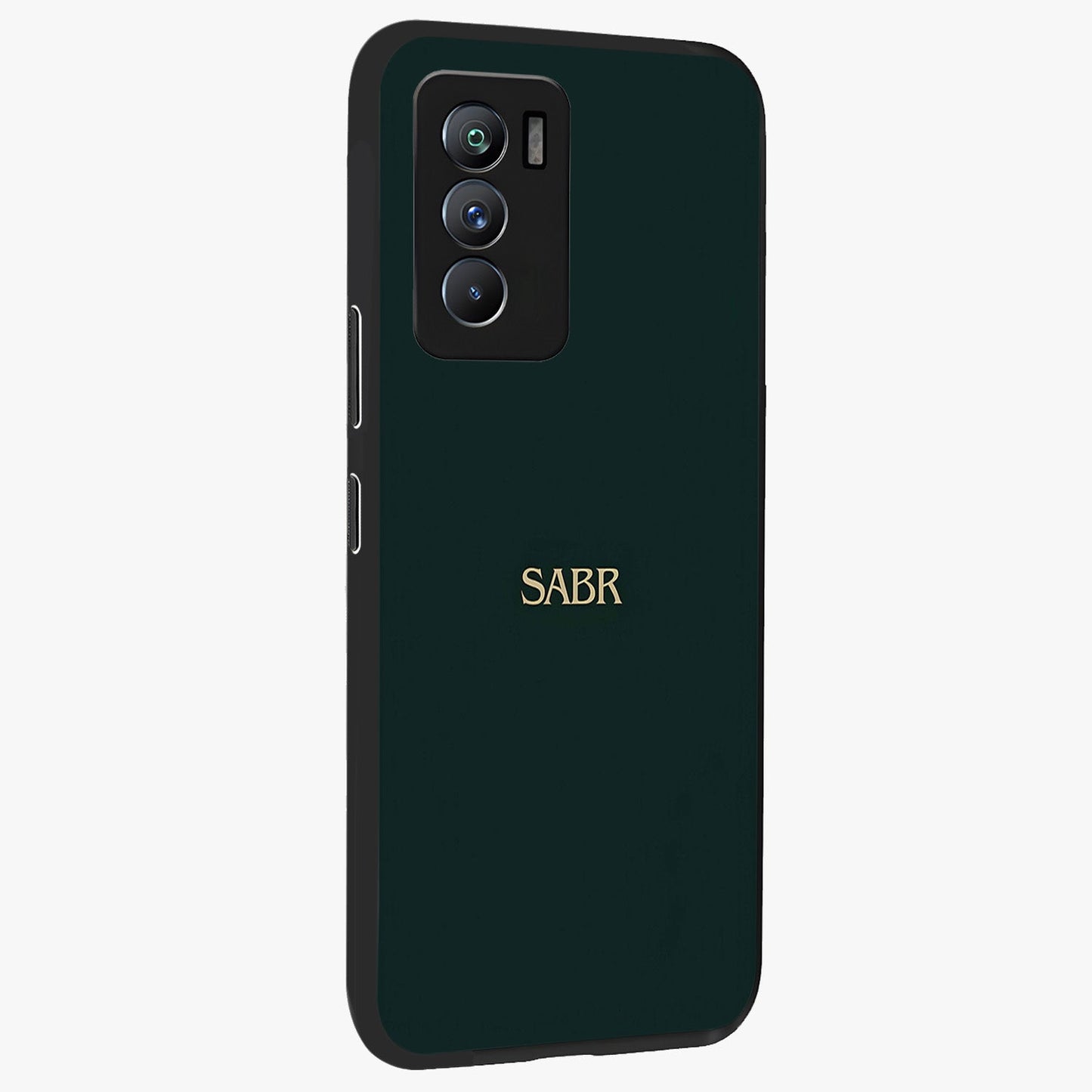 Sabr Minimal Patience Glass Case upright view showcasing calm minimalist artwork with motivational patience theme.