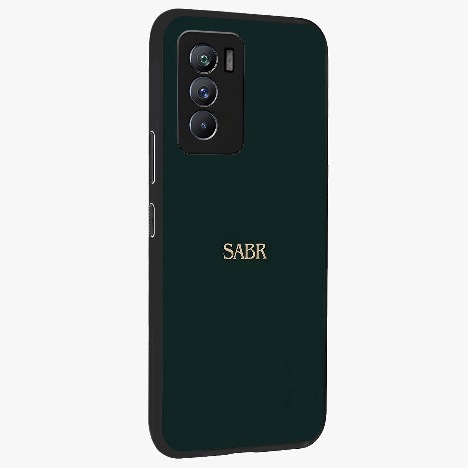 Sabr Minimal Patience Glass Case upright view showcasing calm minimalist artwork with motivational patience theme.