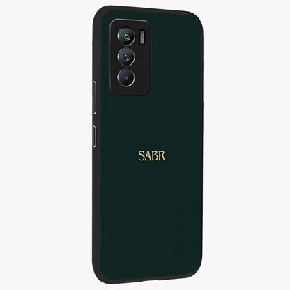 Sabr Minimal Patience Glass Case upright view showcasing calm minimalist artwork with motivational patience theme.