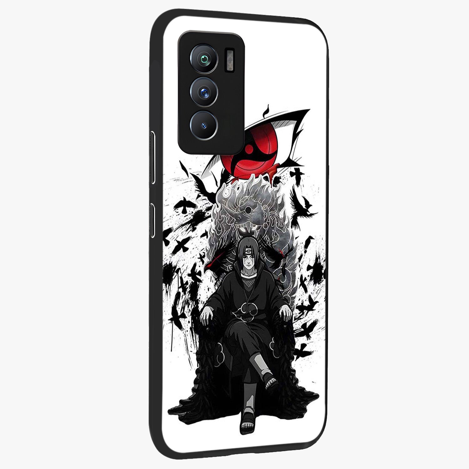 Uchiha Shadow Throne Glass Case upright view showcasing magical underwater galaxy artwork with vibrant cosmic theme.
