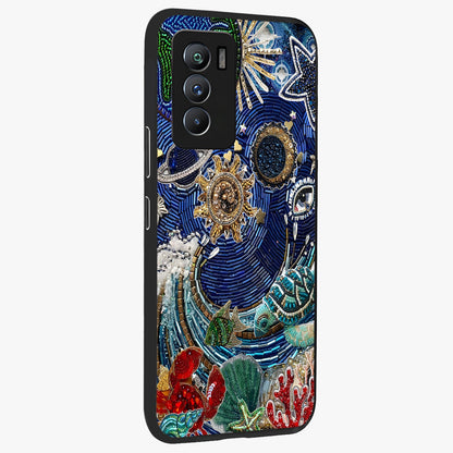 Universe Underwater Spark Glass Case upright view showcasing magical underwater galaxy artwork with vibrant cosmic theme.