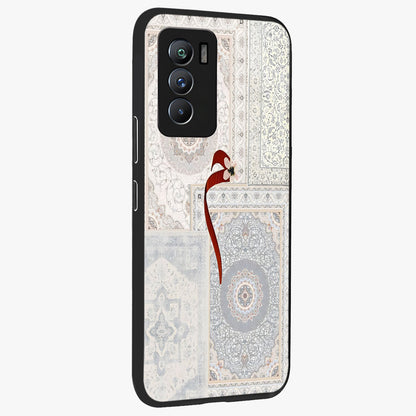 White Aesthetic Bow Glass Case upright view showcasing delicate ribbon bow artwork with cute minimalist theme.