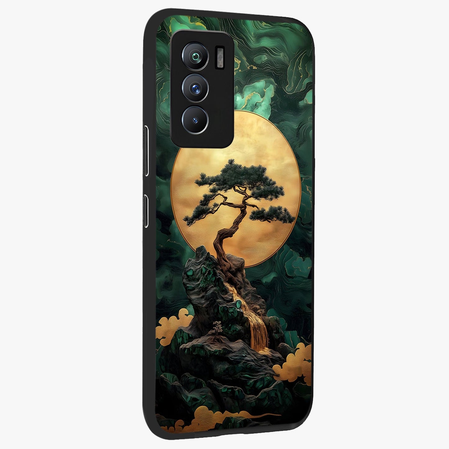 Zen Moon Rise Glass Case upright view showcasing serene moon artwork with tranquil night theme.