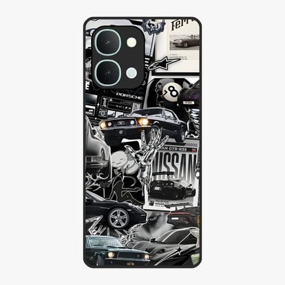 Aesthetic Dark Love Glass Case showing flat back view with dark romantic artwork and glossy glass finish.