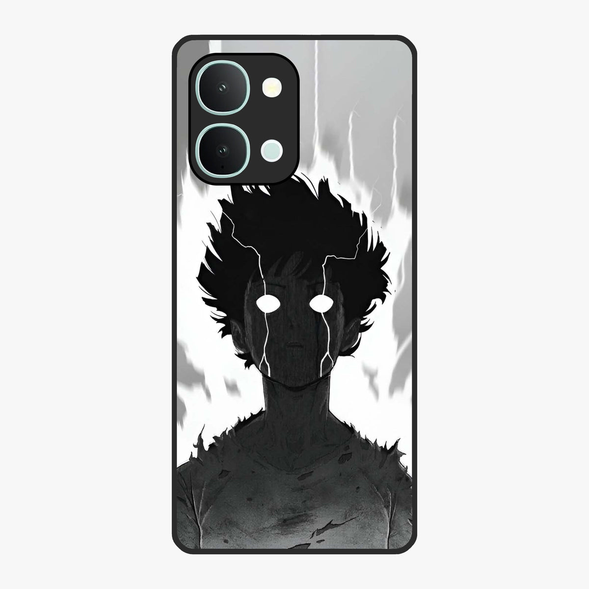 Awakened Inner Rage Glass Case showing flat back view with intense artistic artwork and glossy glass finish.