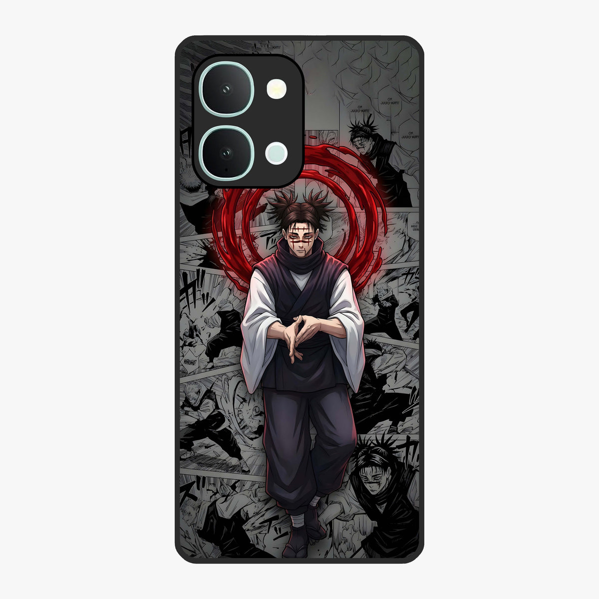 Cursed Ritual Ascension Glass Case showing flat back view with dark ritual themed artwork and glossy glass finish.