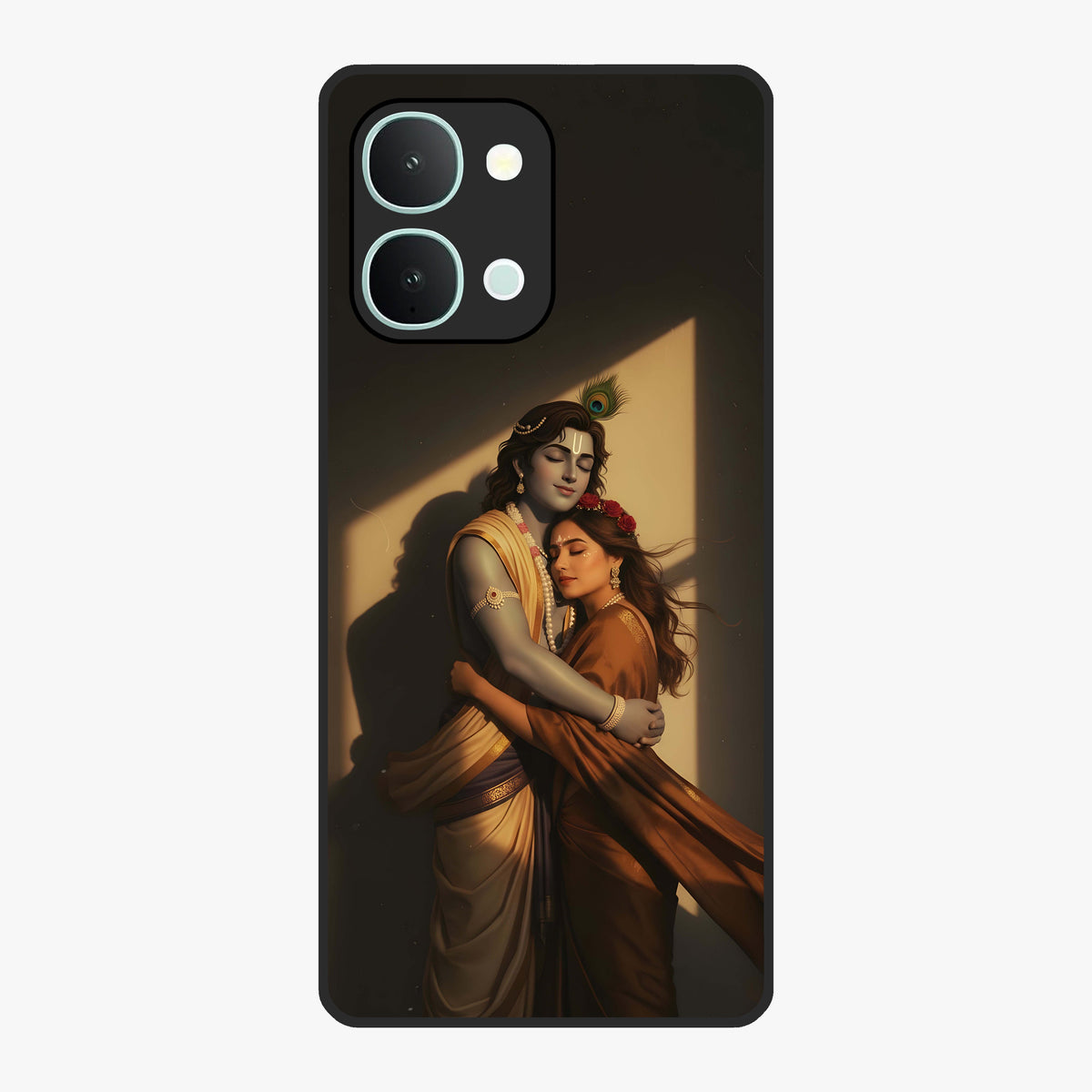 Divine Eternal Love Glass Case showing flat back view with spiritual love themed artwork and glossy glass finish.