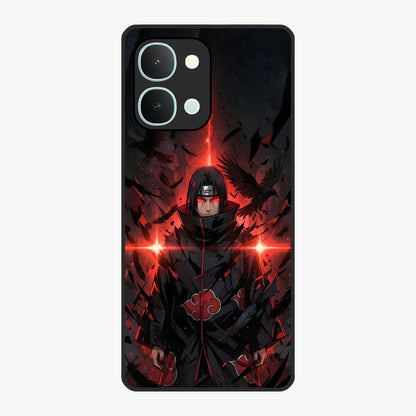 Focused Blade Discipline Glass Case showing flat back view with warrior sword themed artwork and glossy glass finish.