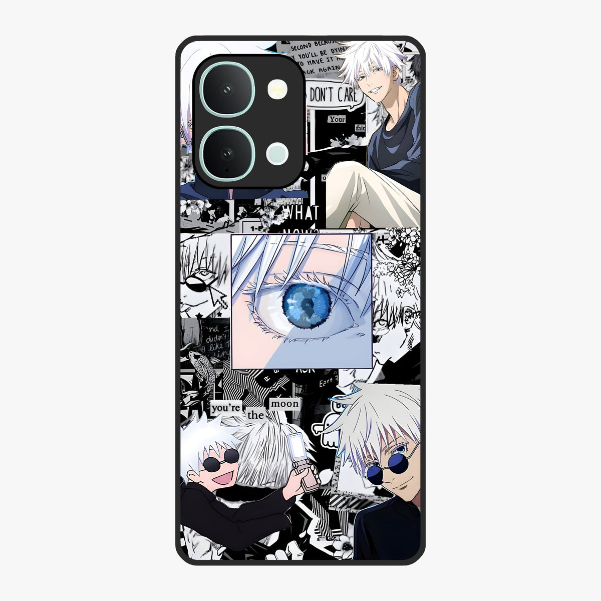 Infinity Sorcerer Chaos Glass Case showing flat back view with mystical sorcerer themed artwork and glossy glass finish.