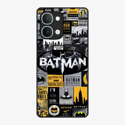 Knight Gotham Rise Glass Case showing flat back view with dark hero inspired artwork and glossy glass finish.