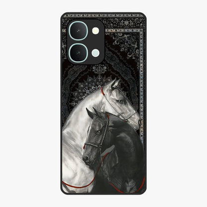 Majestic Ride Legacy Glass Case showing flat back view with powerful automotive inspired artwork and glossy glass finish.
