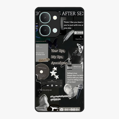 Midnight Love Echo Glass Case showing flat back view with romantic midnight themed artwork and glossy glass finish.