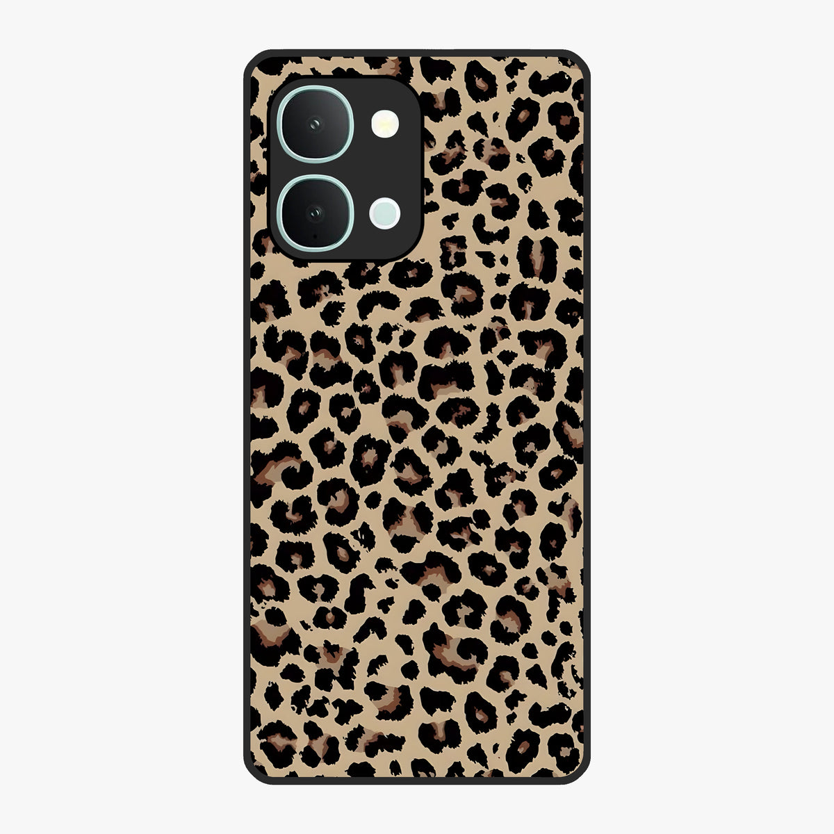 Savage Chic Pattern Glass Case showing flat back view with stylish patterned artwork and glossy glass finish.