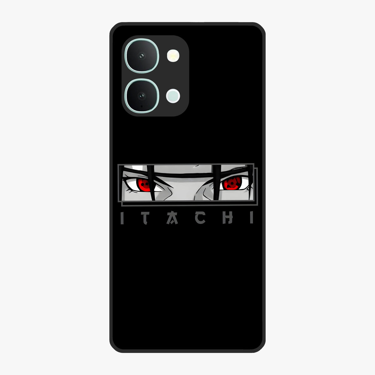 Scarlet Gaze Dominance Glass Case showing flat back view with striking red themed artwork and glossy glass finish.