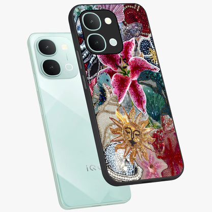 Beaded Garden Fantasy Glass Case displayed in angled mockup highlighting fantasy inspired floral bead pattern.