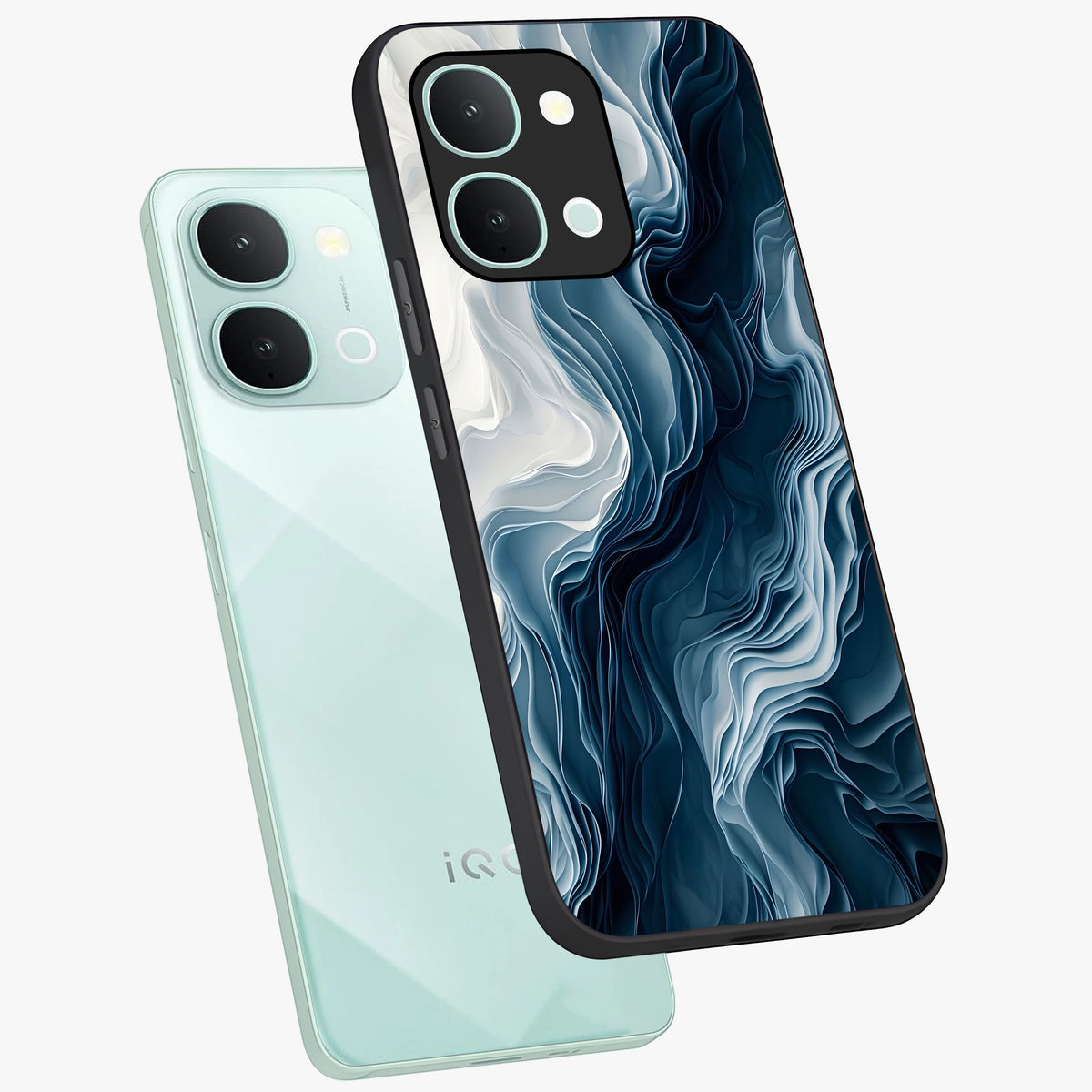 Ethereal Paper Marble Glass Case displayed in angled mockup highlighting elegant marble pattern with modern aesthetic style.
