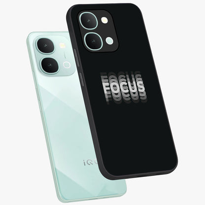 Focus Mode On Glass Case displayed in angled mockup highlighting clean minimal text artwork with modern aesthetic style.