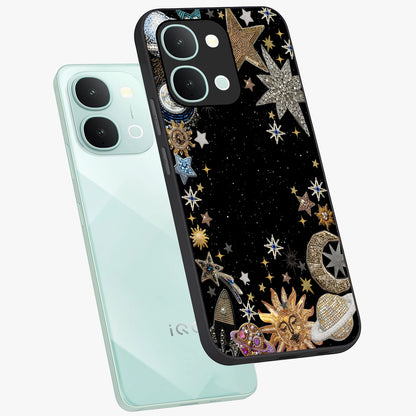 Galactic Jewel Stars Glass Case displayed in angled mockup highlighting shining celestial star design with cosmic aesthetic style.