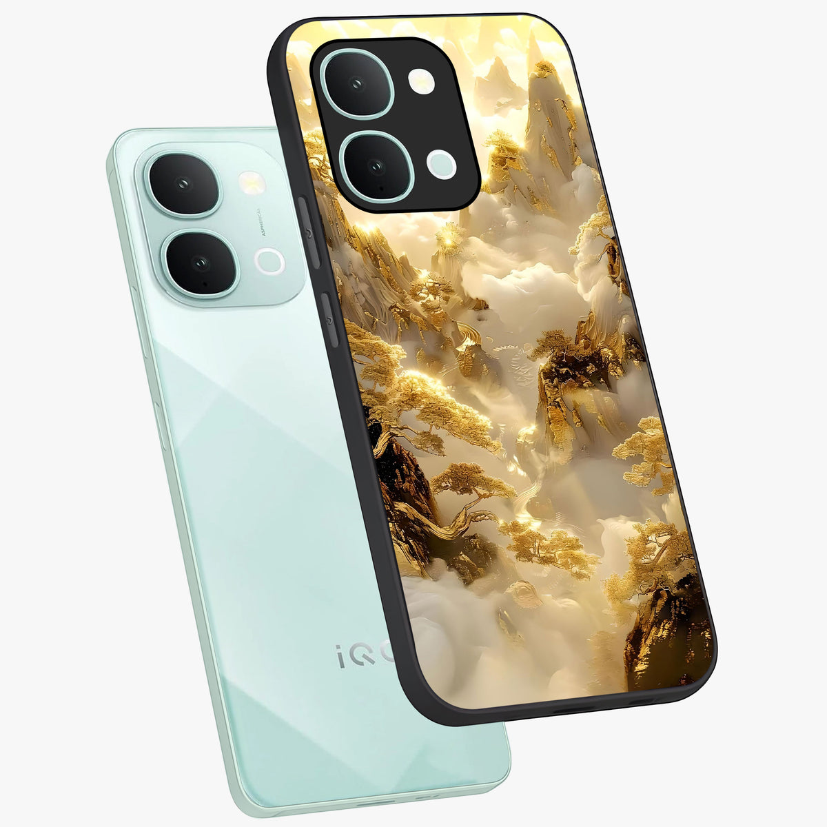Gates Of Illumination Glass Case displayed in angled mockup highlighting radiant portal inspired design with fantasy aesthetic.