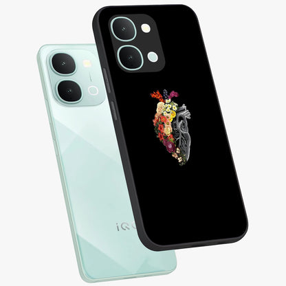 Heart With Flowers Glass Case displayed in angled mockup highlighting romantic flower design with soft aesthetic style.