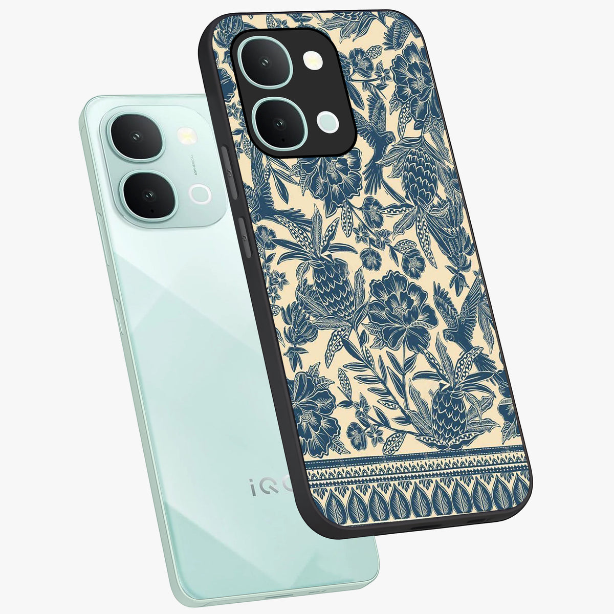 Heirloom Wild Bloom Glass Case displayed in angled mockup highlighting botanical bloom design with classic aesthetic style.