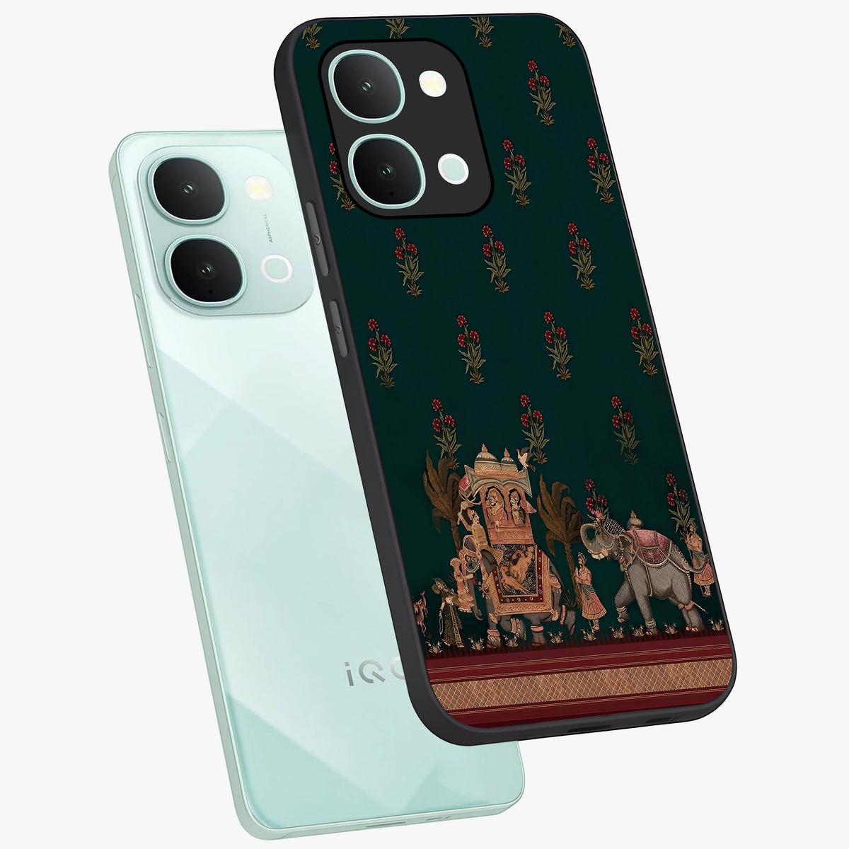 Macmerise Glass Case displayed in angled mockup highlighting trendy graphic design with sleek aesthetic style.