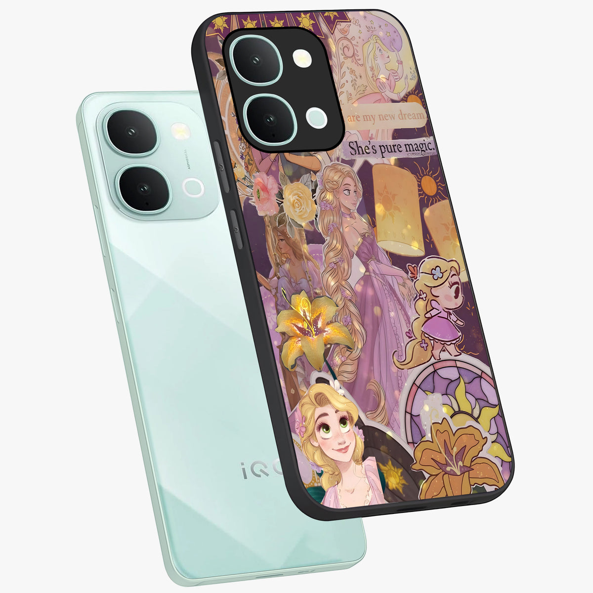 Magical Tangled Dream Glass Case displayed in angled mockup highlighting whimsical fantasy design with magical aesthetic.