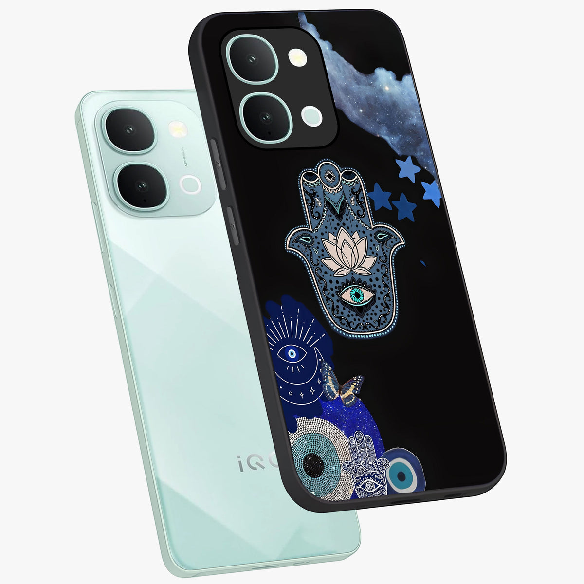 Mystic Hand Aura Glass Case displayed in angled mockup highlighting magical aura design with spiritual aesthetic style.