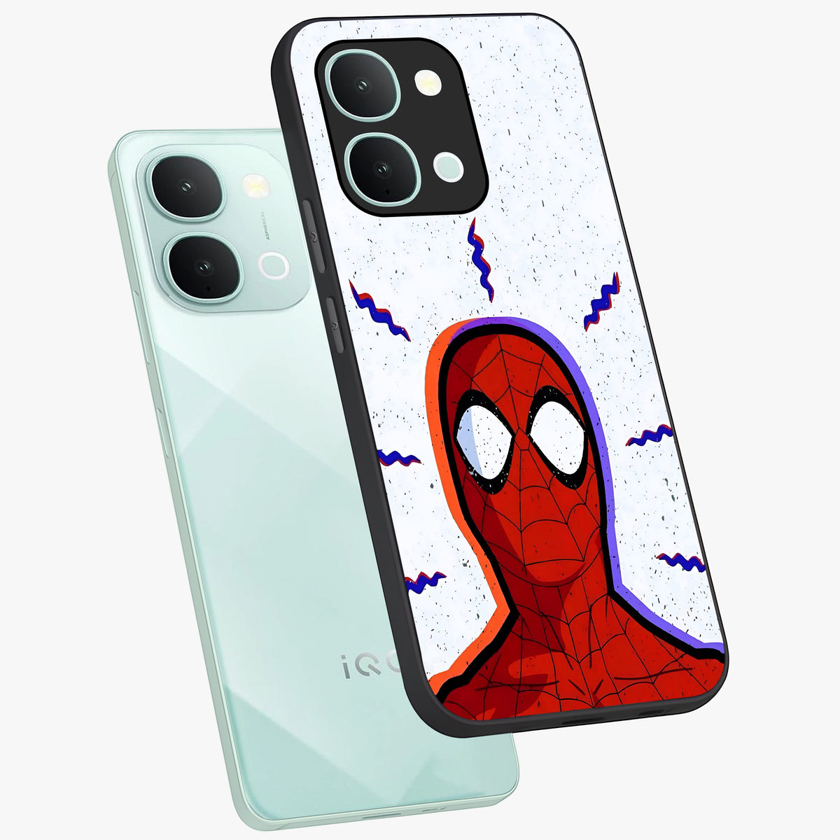 Omg Spiderman Glass Case displayed in angled mockup highlighting dynamic hero illustration with action comic aesthetic.