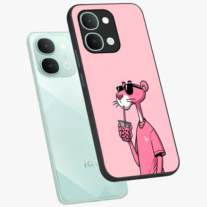 Pink Panther Glass Case displayed in angled mockup highlighting playful cartoon character design with vibrant pink aesthetic.