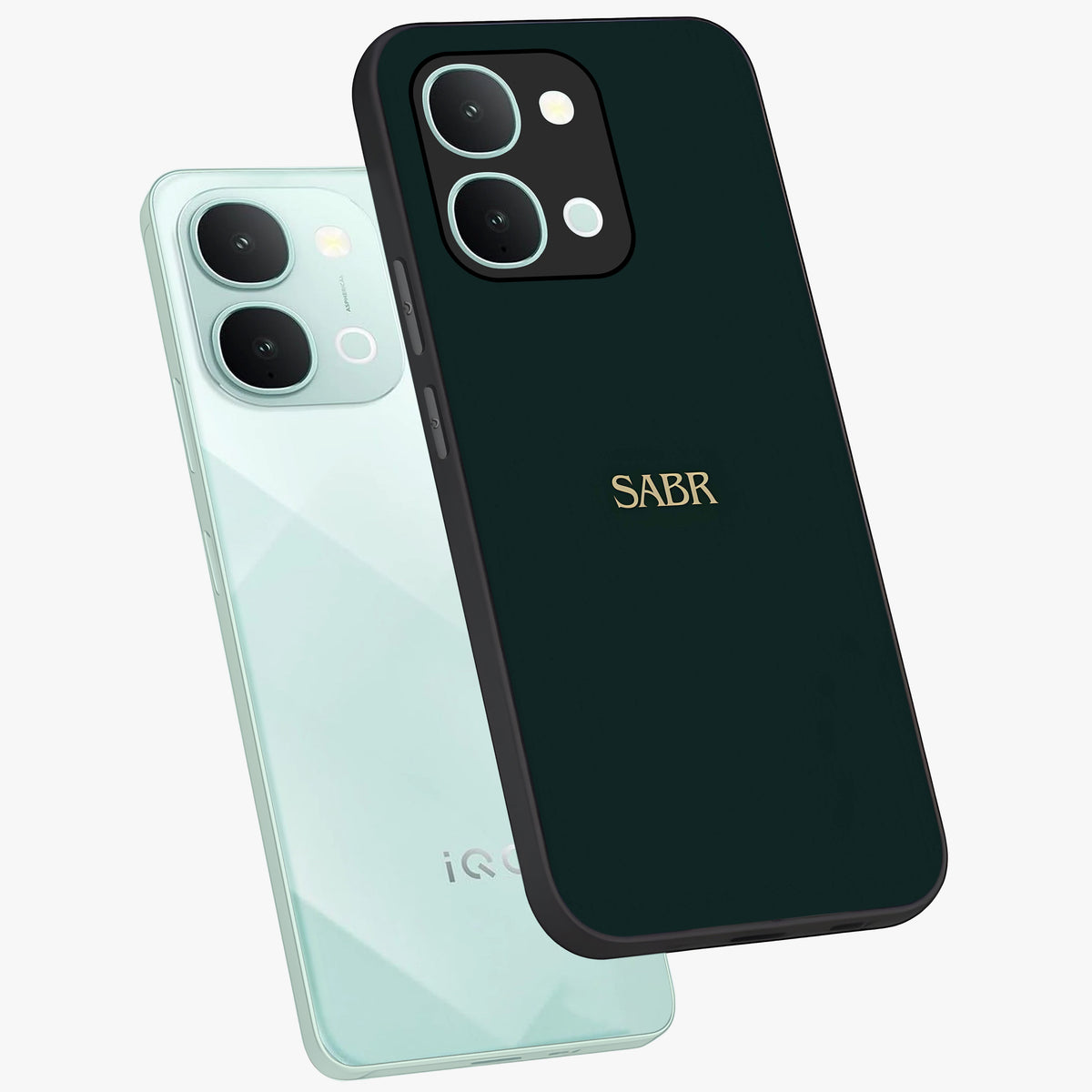 Sabr Minimal Patience Glass Case displayed in angled mockup highlighting simple inspirational design with clean aesthetic style.