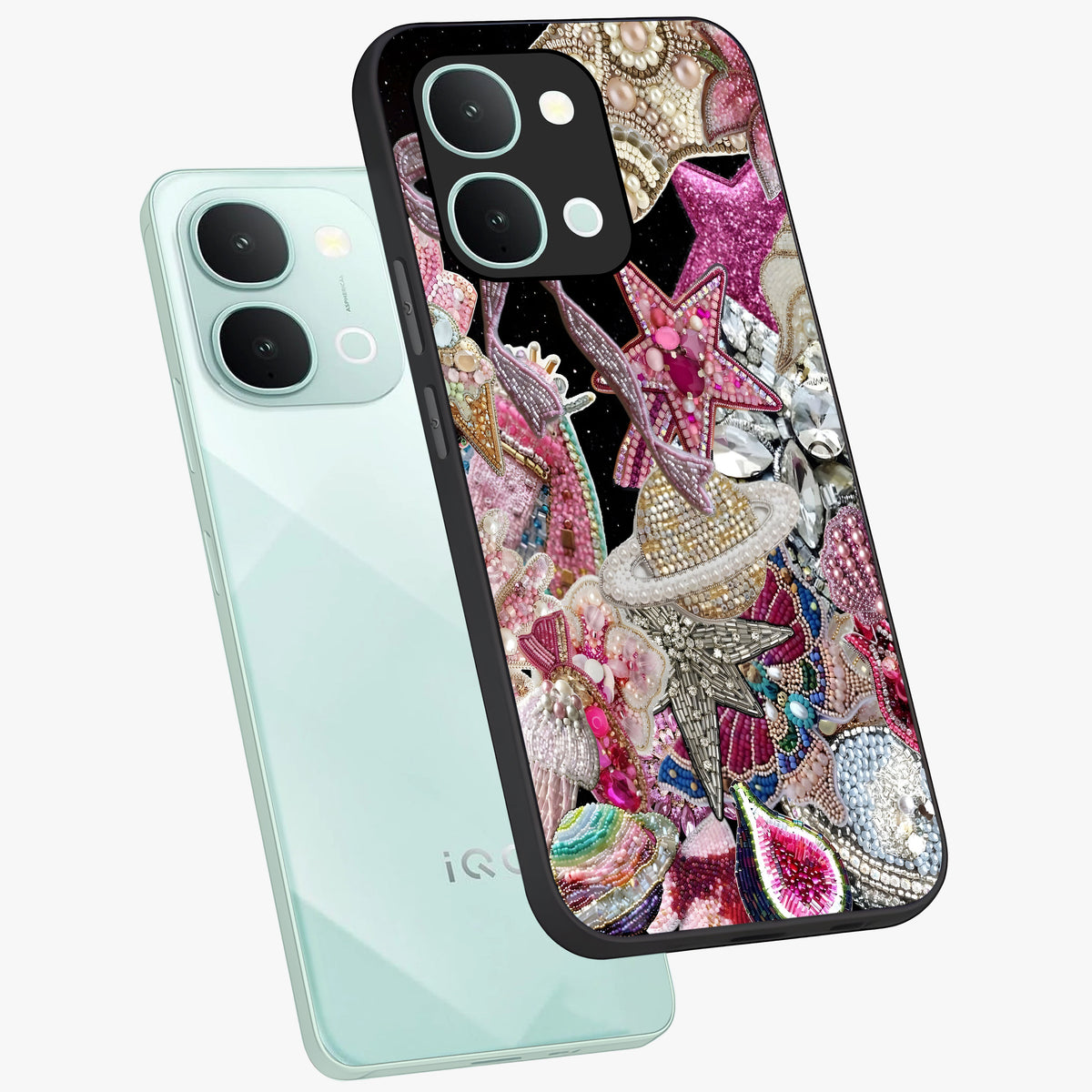 Starlit Jewel Dream Glass Case displayed in angled mockup highlighting glowing celestial jewel design with dreamy aesthetic.