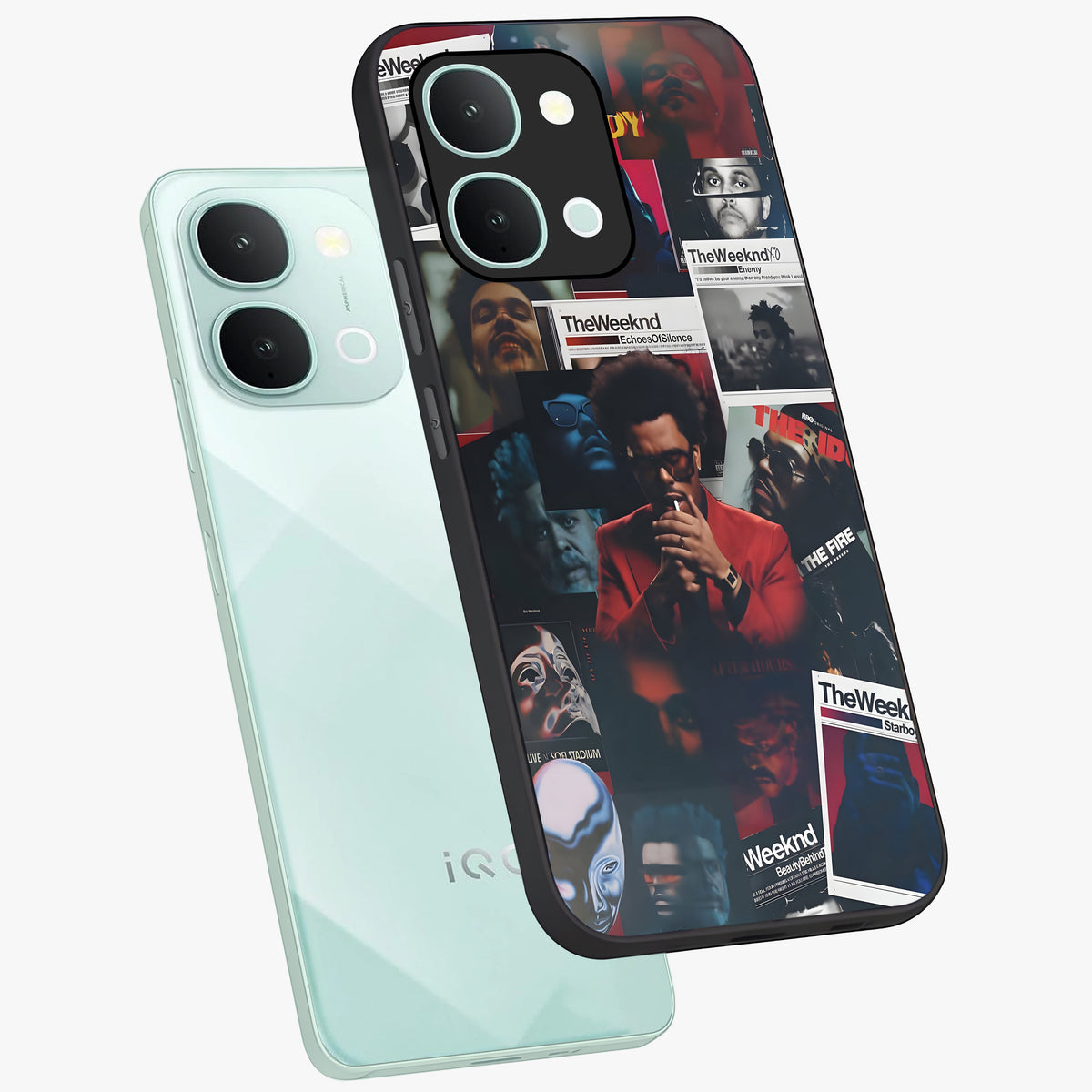 The Weeknd Glass Case displayed in angled mockup highlighting stylish pop culture inspired design with modern aesthetic.