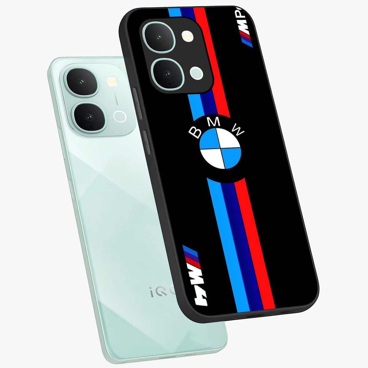 Turbo BMW Beast Glass Case displayed in angled mockup highlighting sleek racing car design with bold automotive aesthetic.