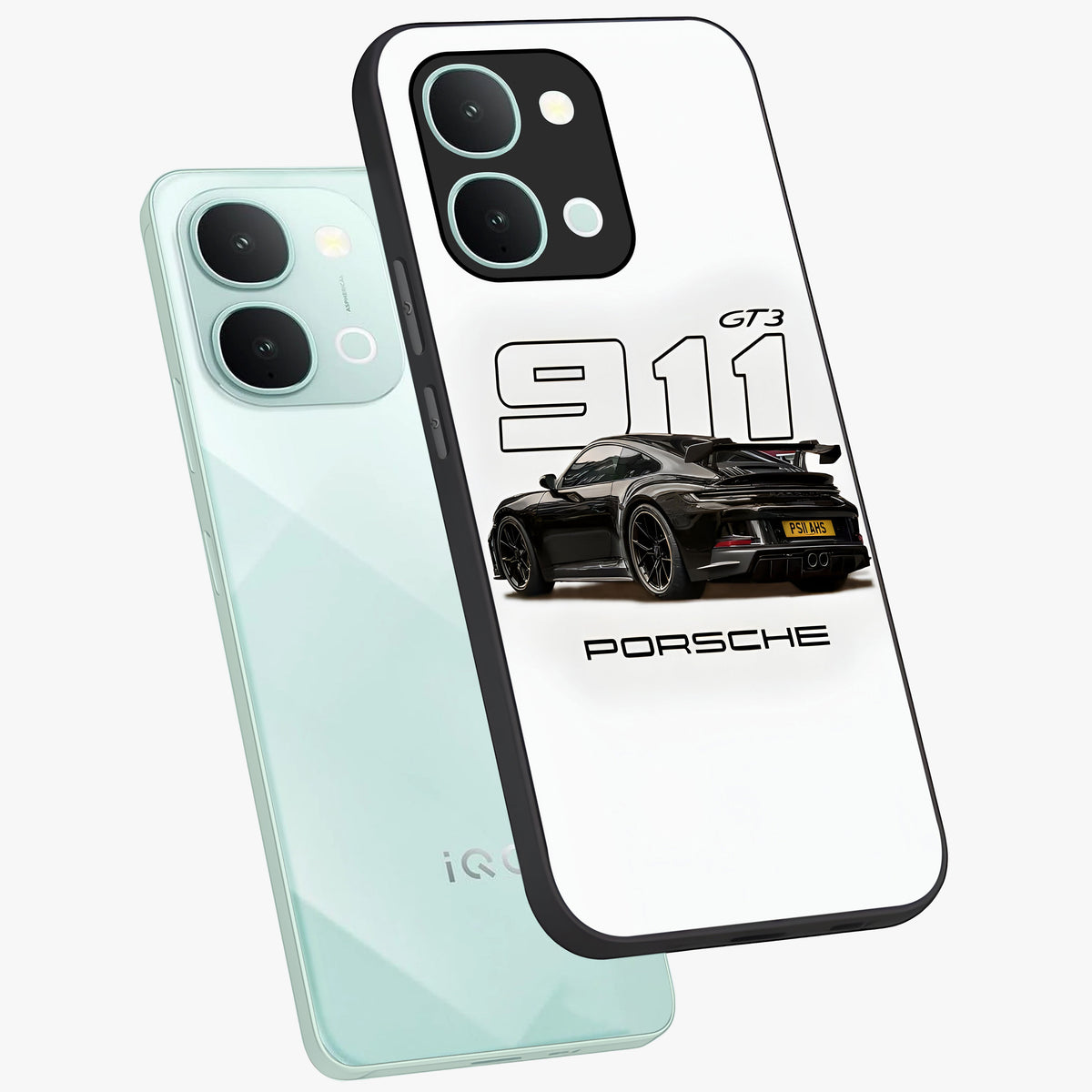 Turbo Legacy Icon Glass Case displayed in angled mockup highlighting dynamic automotive design with performance aesthetic.