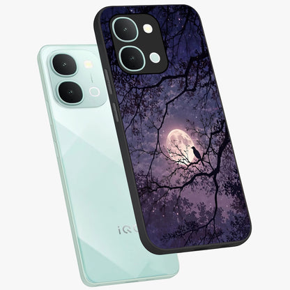 Whispering Moon Silence Glass Case displayed in angled mockup highlighting calm lunar design with dreamy night aesthetic.
