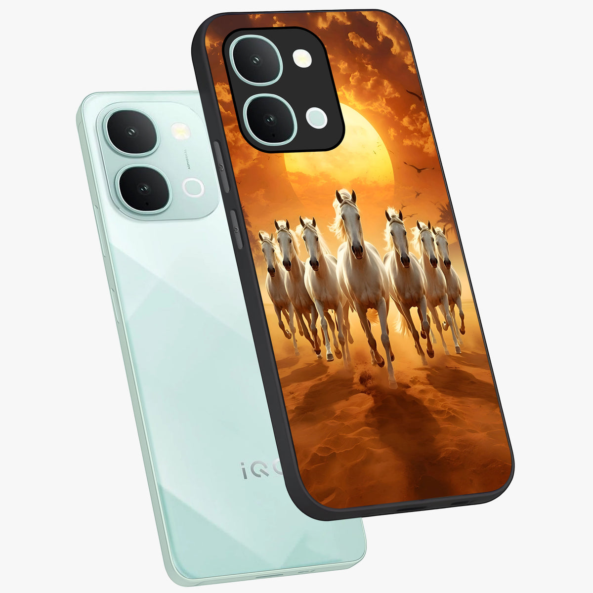 Wild Sunset Majesty Glass Case displayed in angled mockup highlighting vibrant sunset sky design with scenic aesthetic.