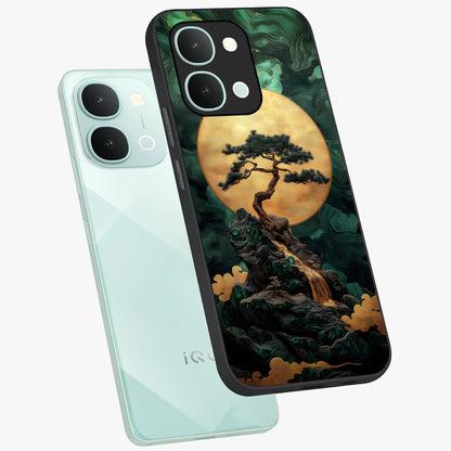 Zen Moon Rise Glass Case displayed in angled mockup highlighting peaceful lunar design with zen aesthetic style.