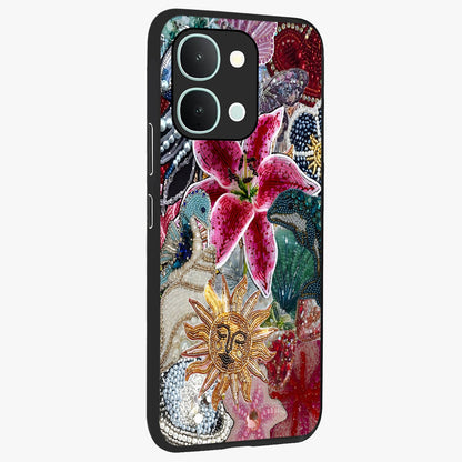 Beaded Garden Fantasy Glass Case upright view showcasing whimsical garden aesthetic with artistic bead details.